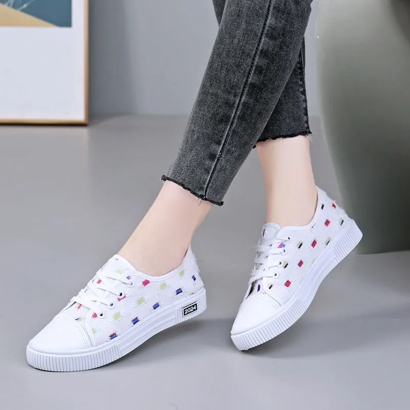 2025 Womens Canvas Sneakers  Breathable & Stylish Flat Board Shoes for Casual & Sporty Looks | Fashionable Low-Top Comfort Shoes