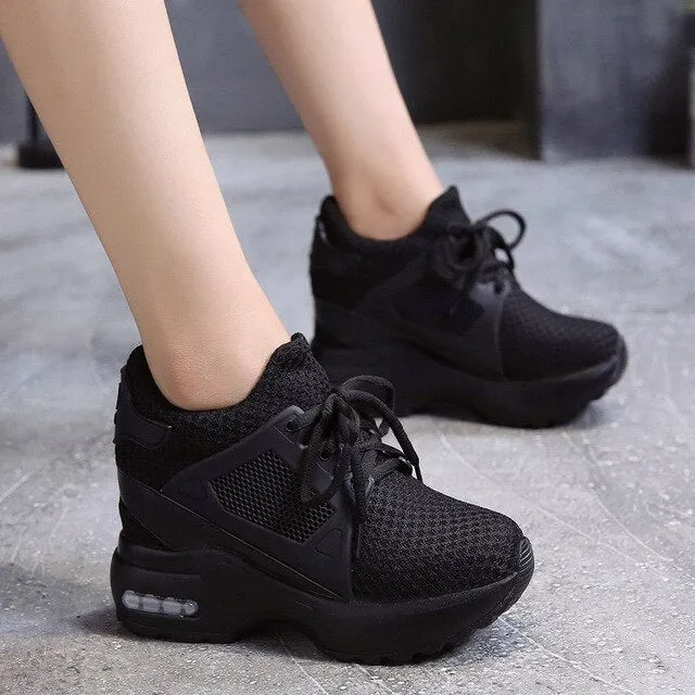 Amozae height increasing shoes woman platform sneakers women running shoes breathable mesh sports shoes for ladies chunky sneakers