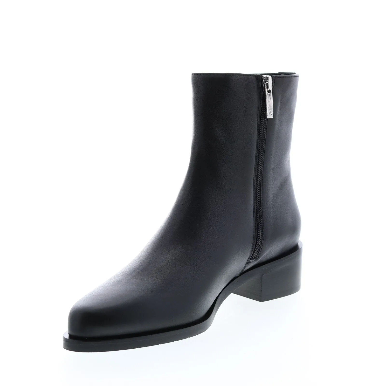 Aquatalia Gwenyth Calf 34L3560-BLK Womens Black Leather Zipper Ankle & Booties Boots