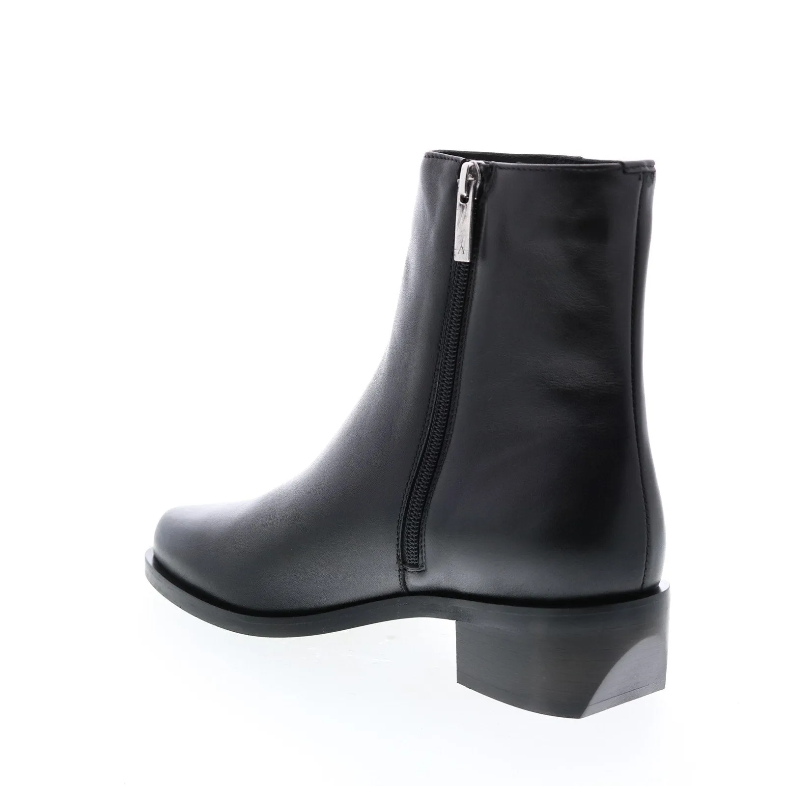 Aquatalia Gwenyth Calf 34L3560-BLK Womens Black Leather Zipper Ankle & Booties Boots