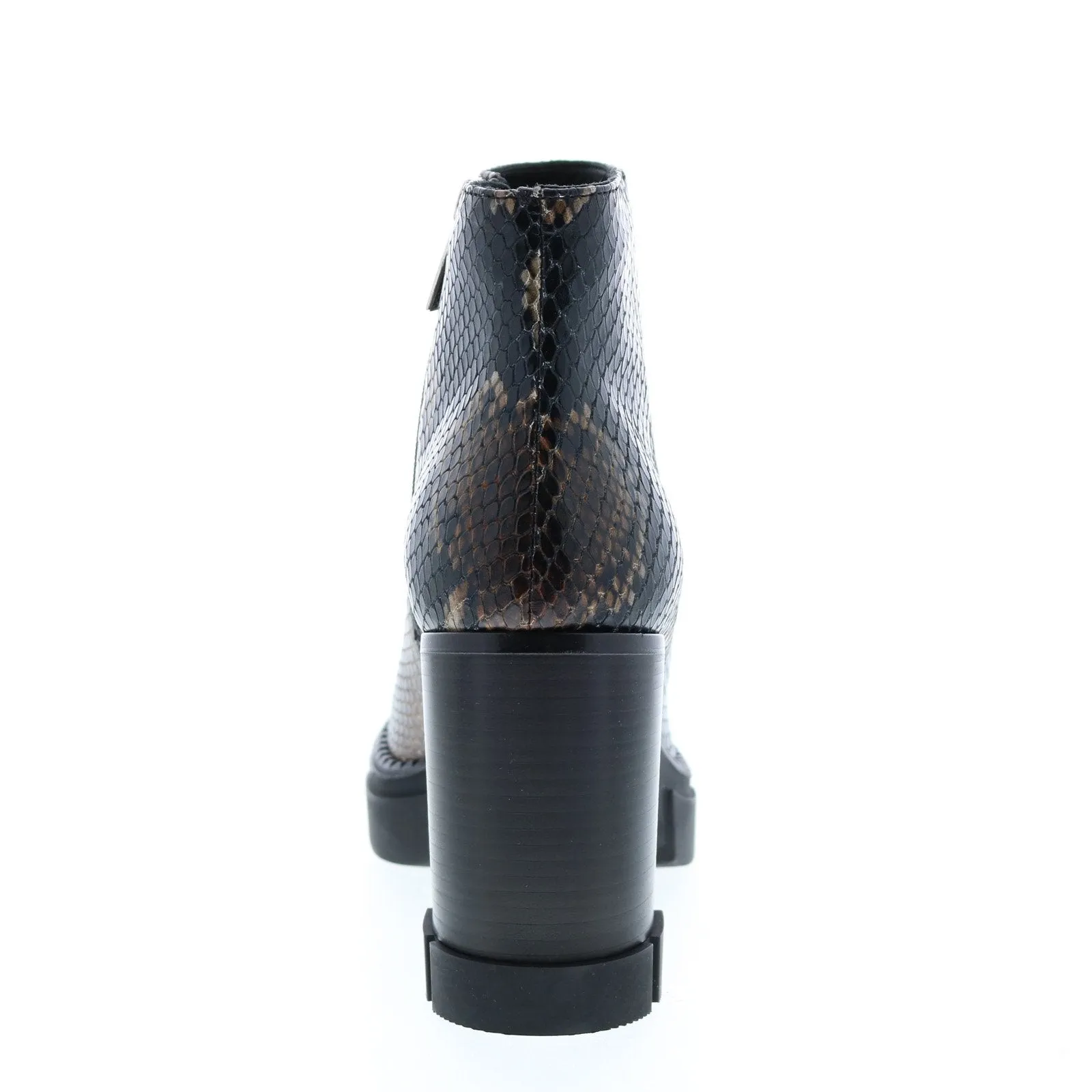 Aquatalia Iola Snake Print 34L3710-NBN Womens Brown Leather Zipper Ankle & Booties Boots