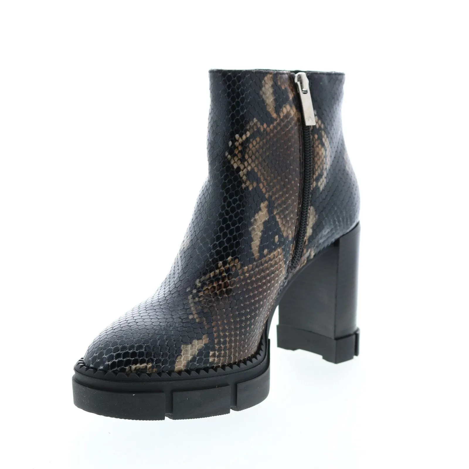 Aquatalia Iola Snake Print 34L3710-NBN Womens Brown Leather Zipper Ankle & Booties Boots
