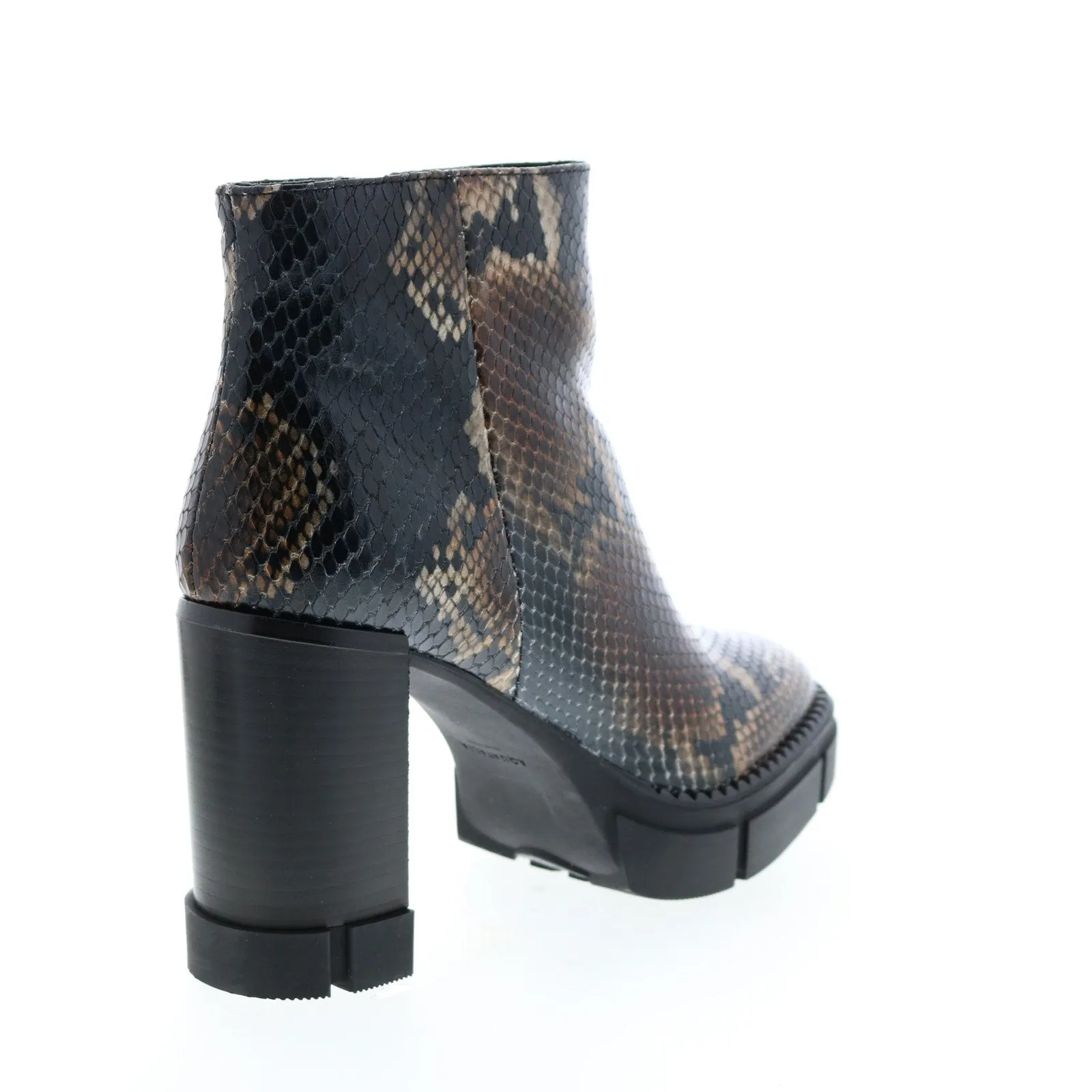 Aquatalia Iola Snake Print 34L3710-NBN Womens Brown Leather Zipper Ankle & Booties Boots