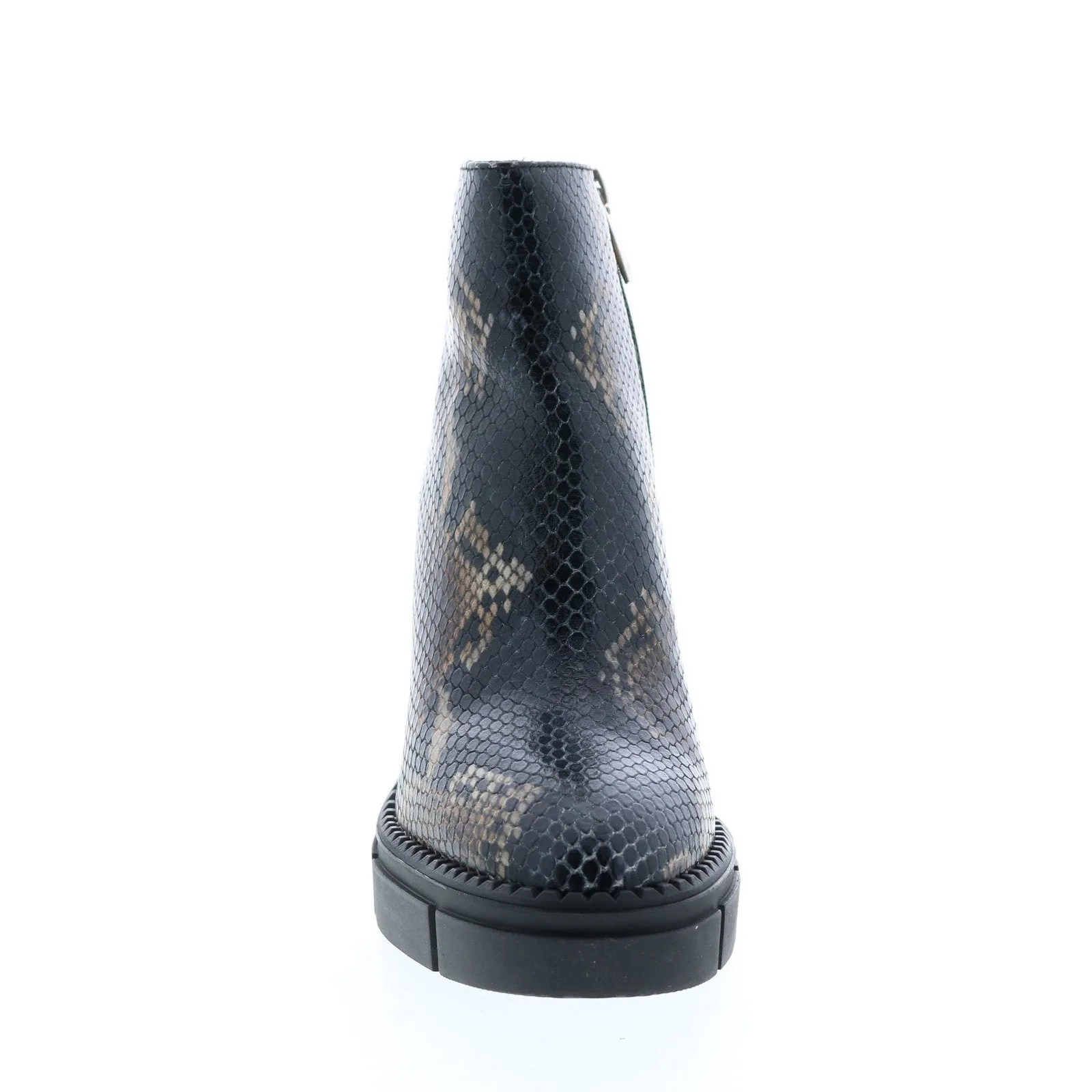 Aquatalia Iola Snake Print 34L3710-NBN Womens Brown Leather Zipper Ankle & Booties Boots