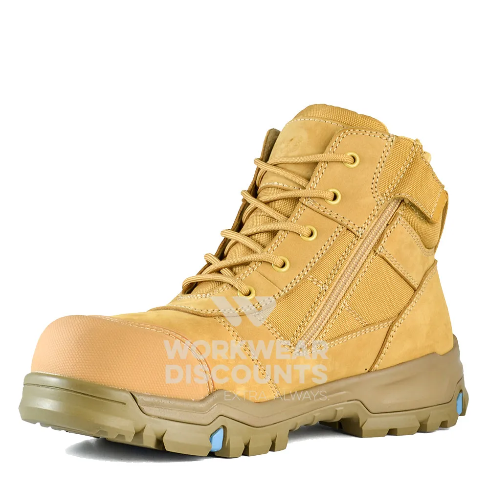 Bata Bazza Scuff Cap Mid Cut Zip Lace Safety Boots Wheat