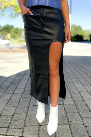 Better Watch Out Front Slit Pleather Skirt