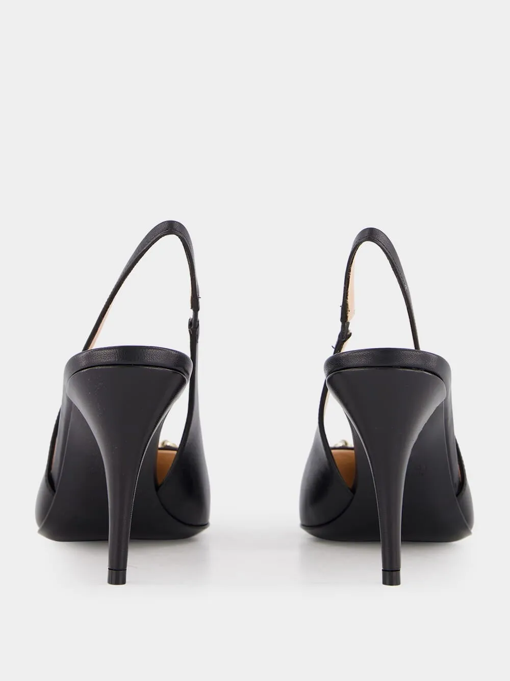 Black Leather Horsebit Pumps