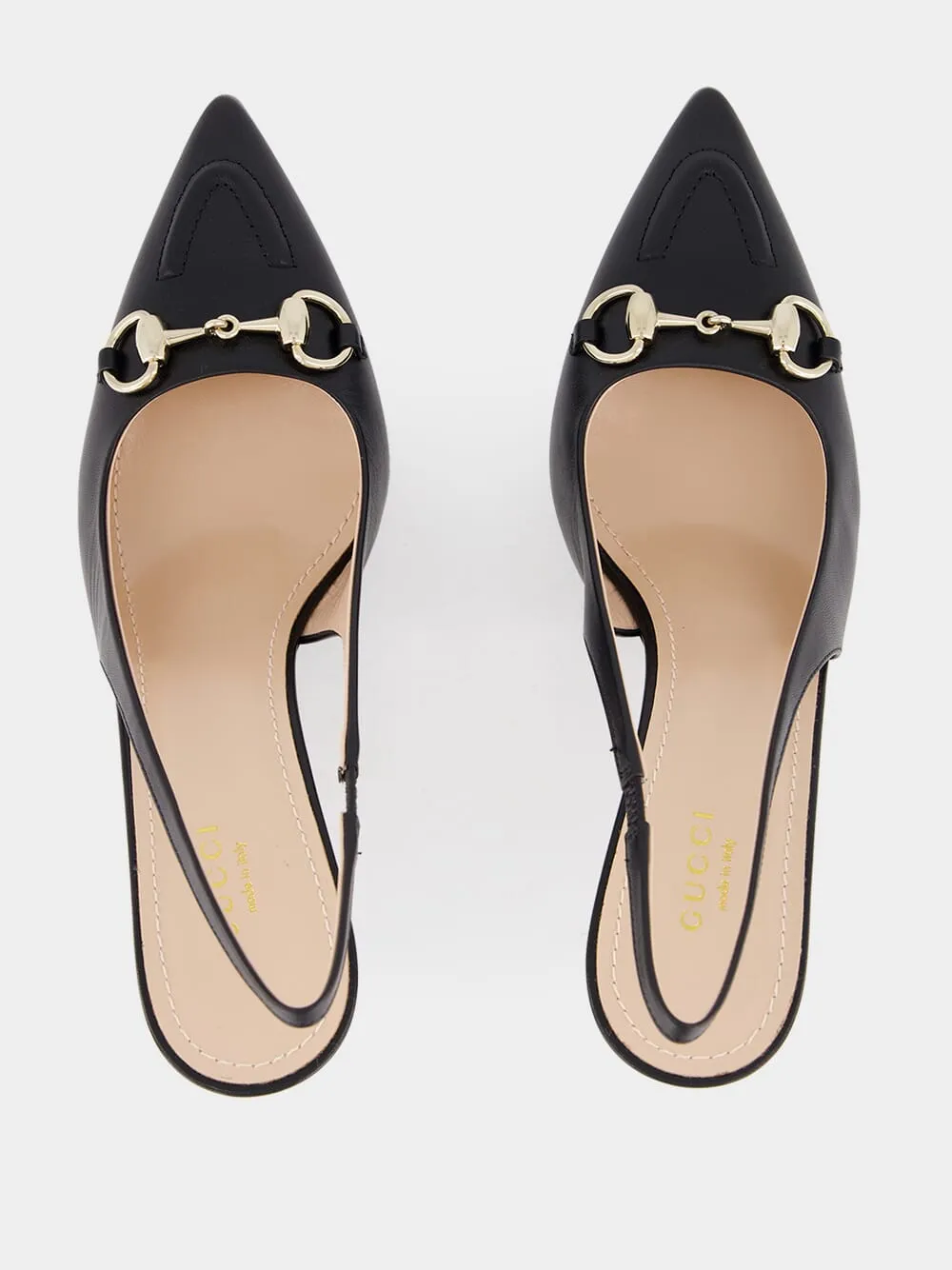 Black Leather Horsebit Pumps