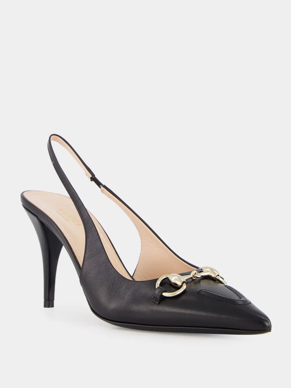 Black Leather Horsebit Pumps