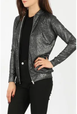 Bomber Jacket  Foil Metallic Rib