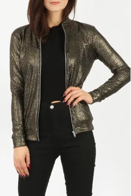 Bomber Jacket  Foil Metallic Rib