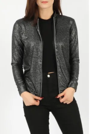 Bomber Jacket  Foil Metallic Rib