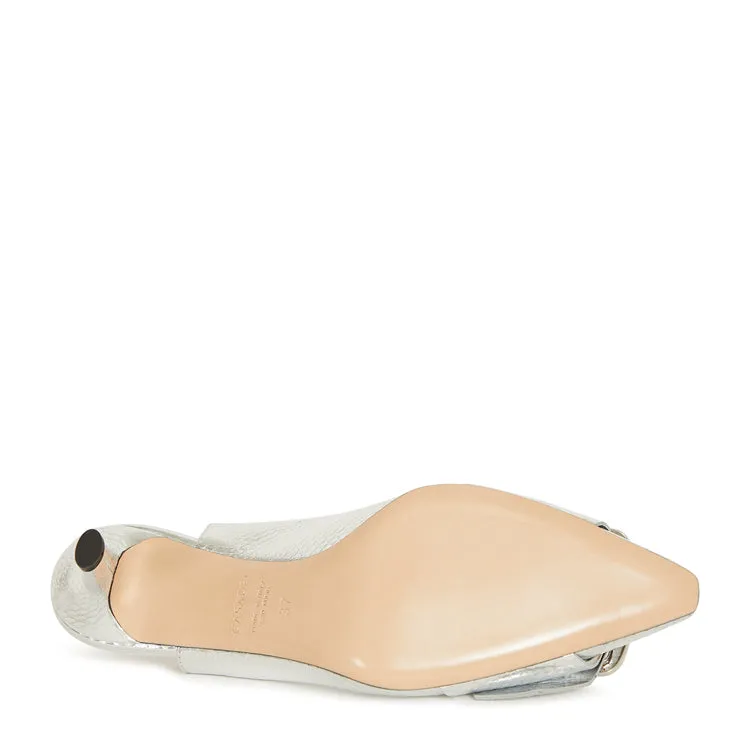 Casadei - Leather 60mm Slingback Pumps Silver