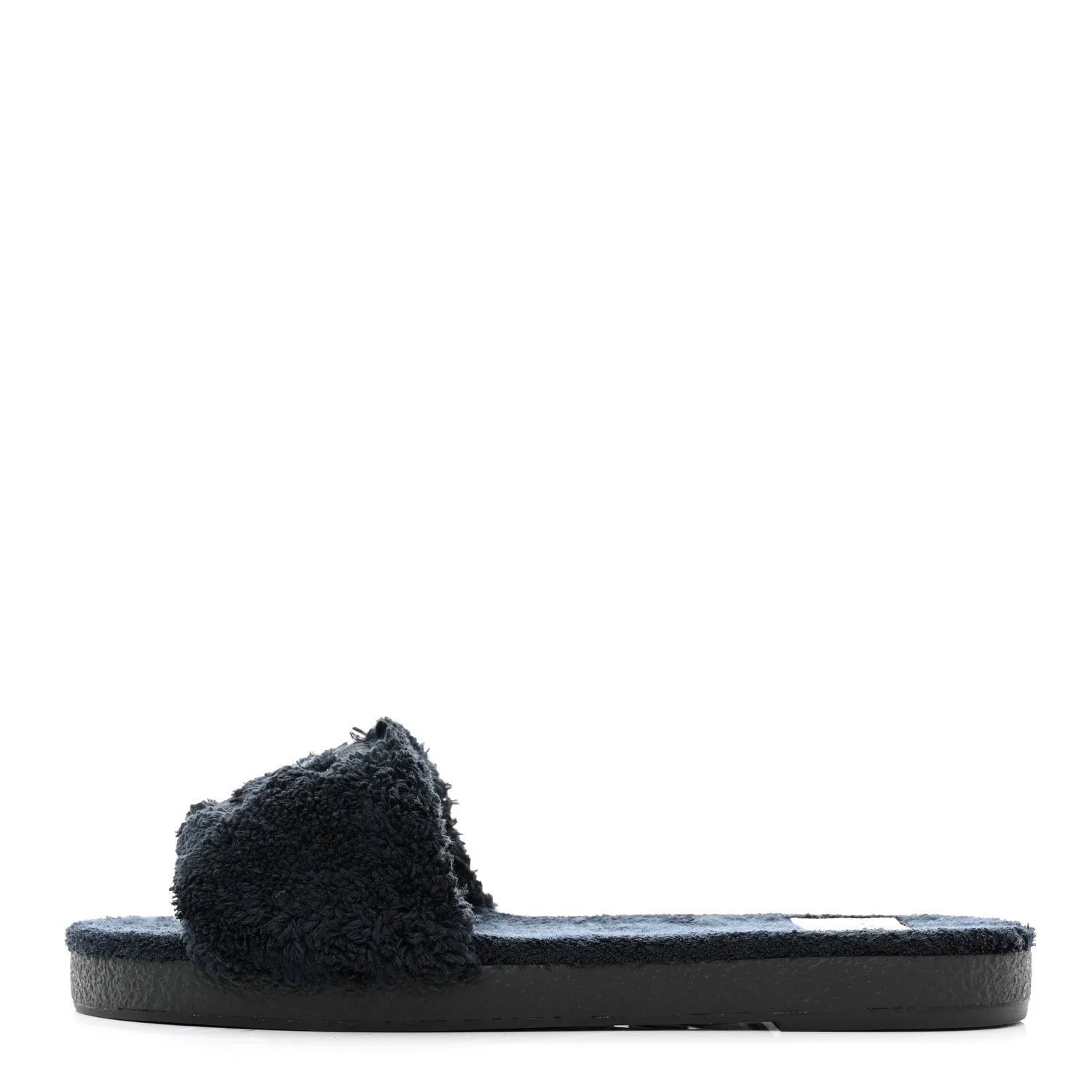CHANEL CC SHEARLING SLIDE FLAT MULES