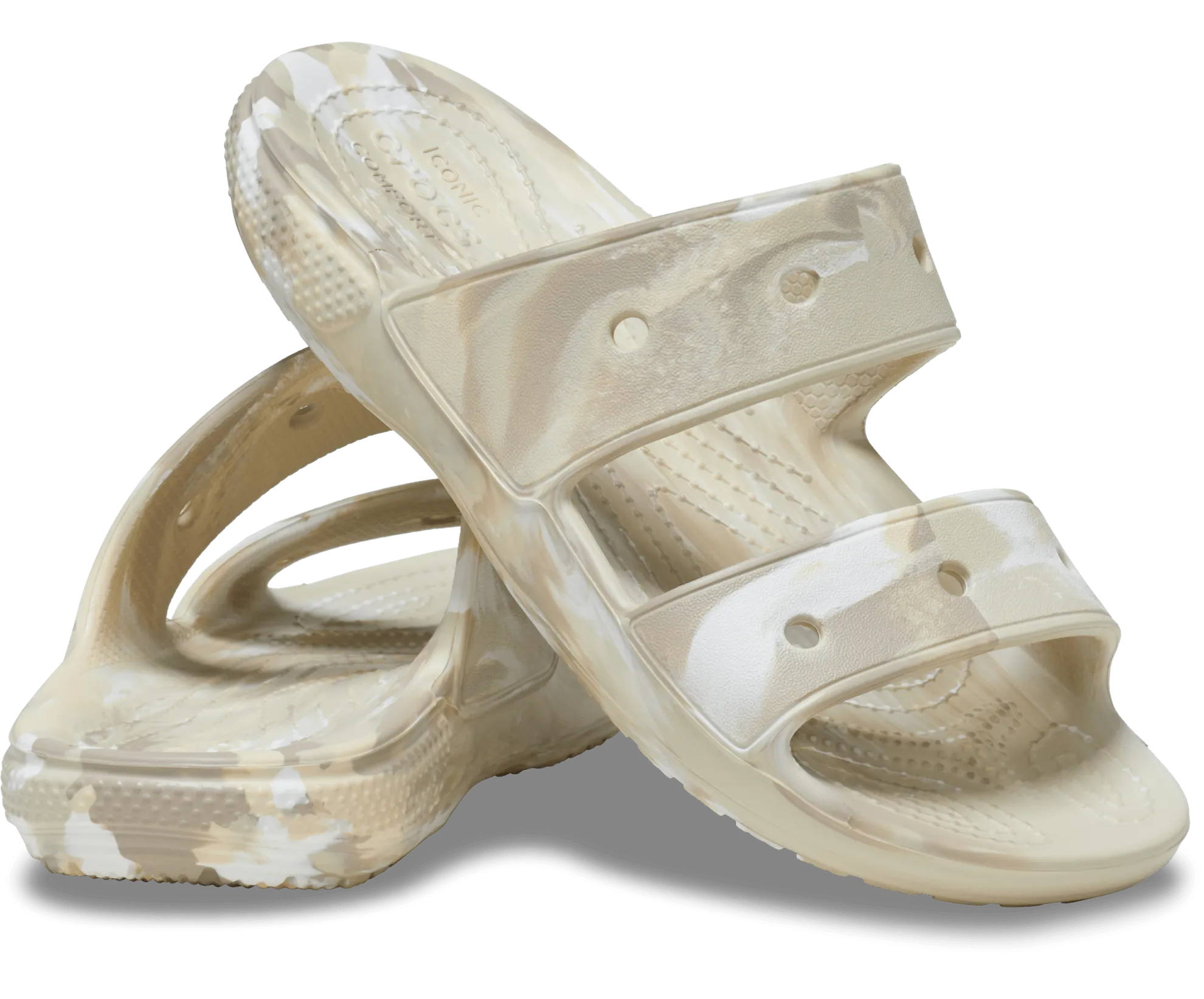 Crocs Unisex Classic Marbled Sandal - Bone