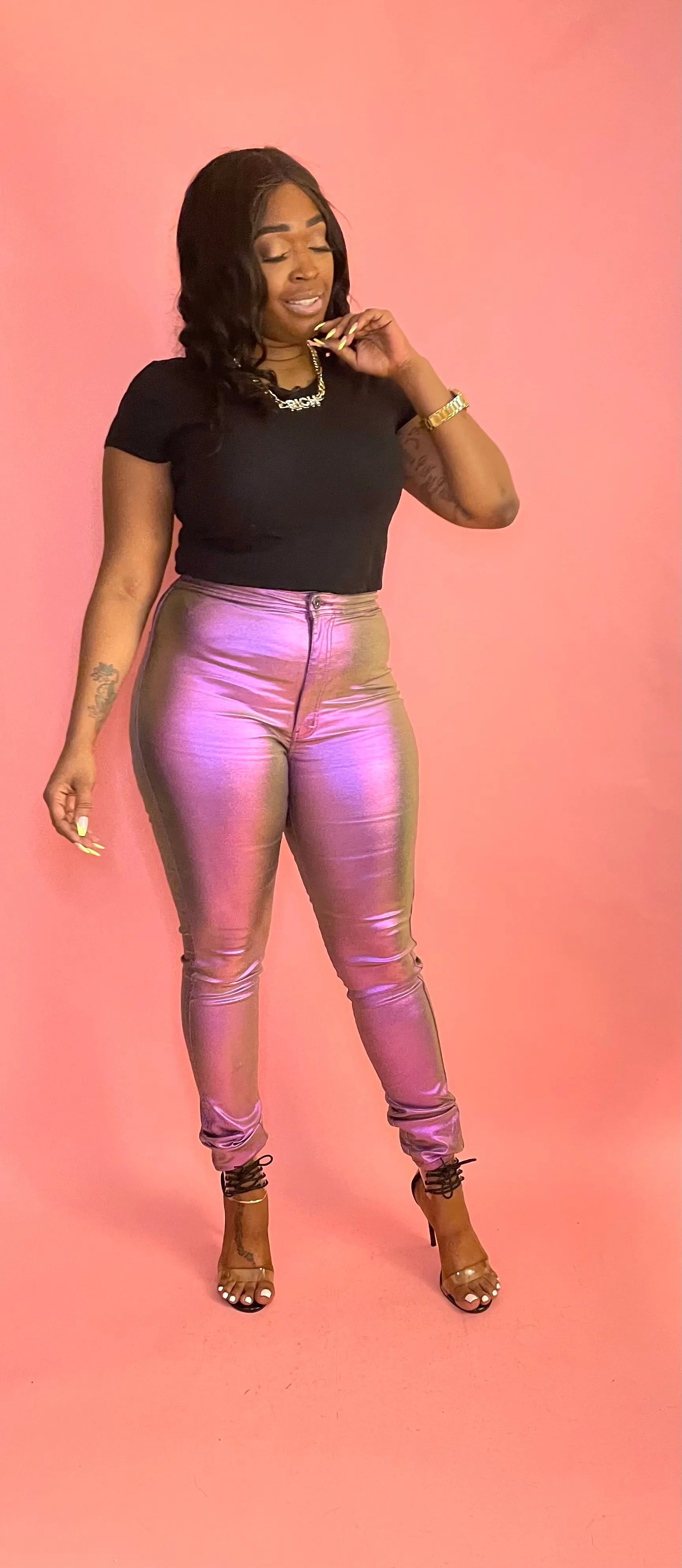 Futuristic Purple Metallic Jeans