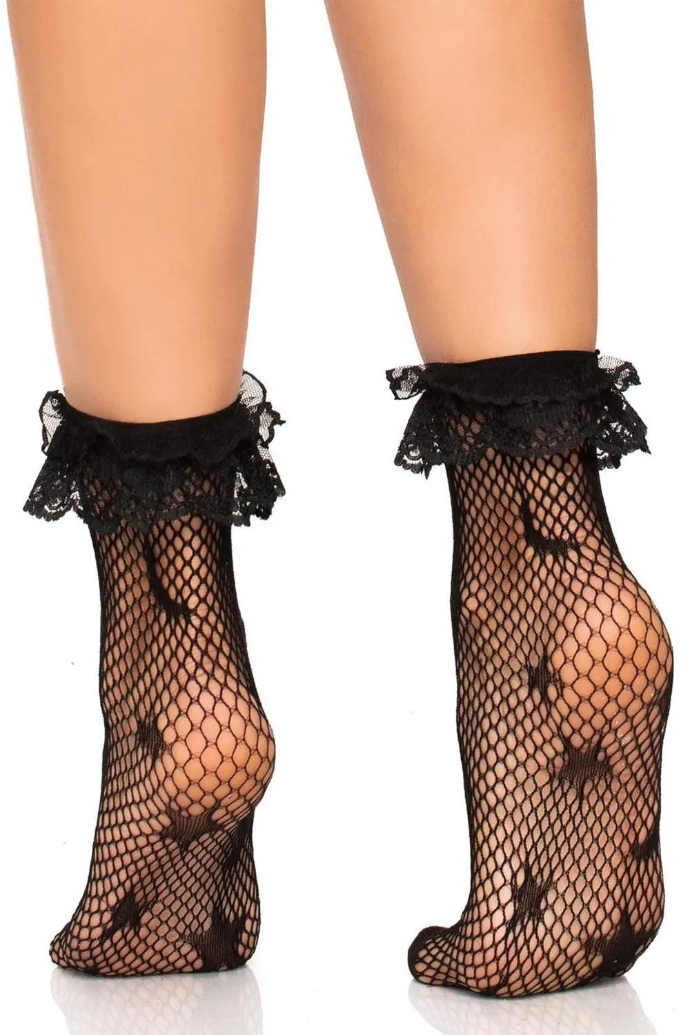 Galaxy Net Lace Ruffle Anklet Socks