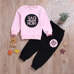 Girls Letter Long Sleeve Top & Pants Wholesale Girl Clothing