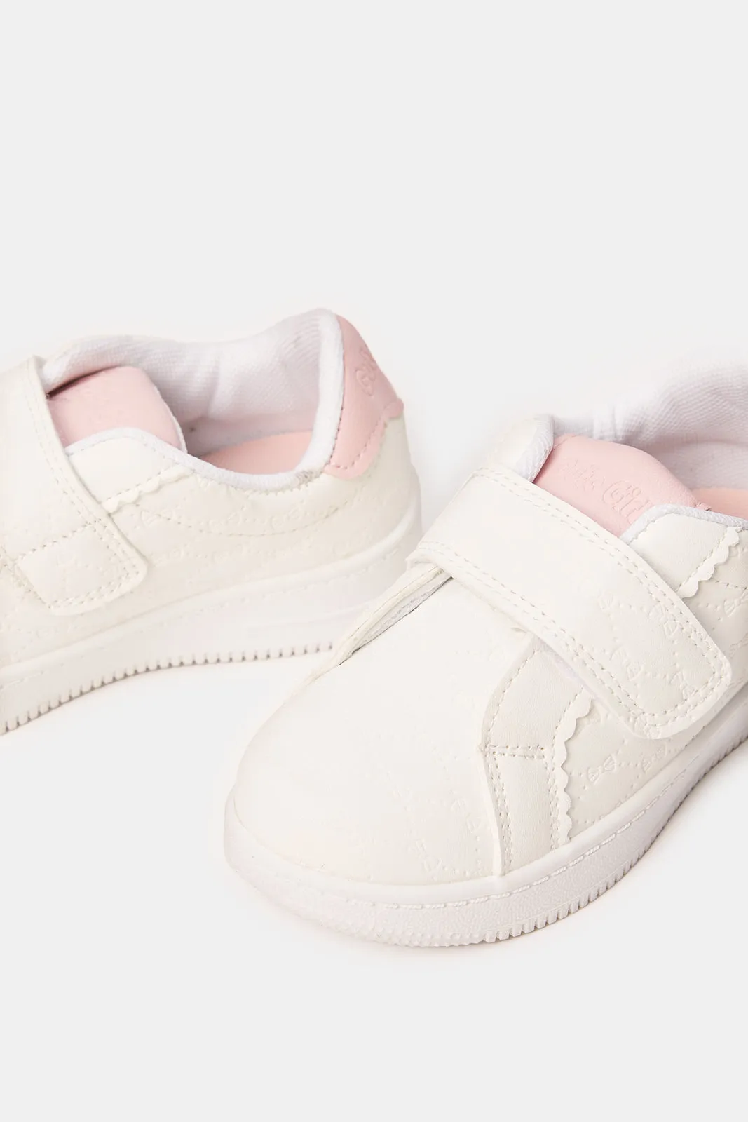 Girls White Velcro Sneakers