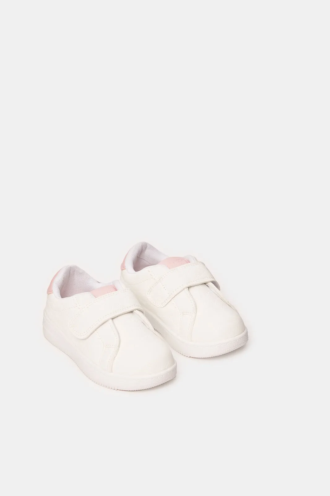 Girls White Velcro Sneakers