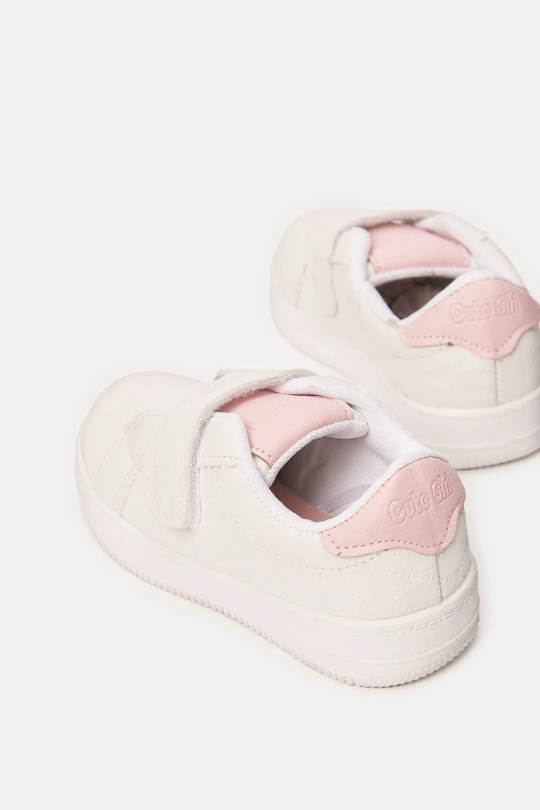 Girls White Velcro Sneakers