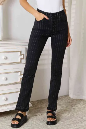 Kancan Striped Pants with Pockets - Black