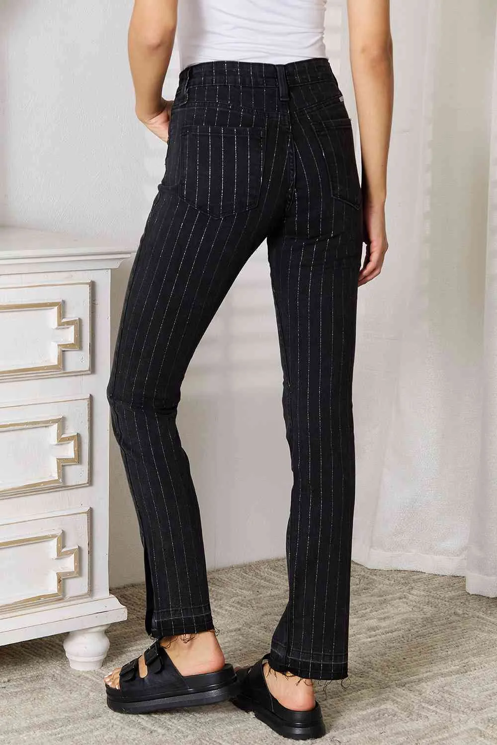 Kancan Striped Pants with Pockets - Black