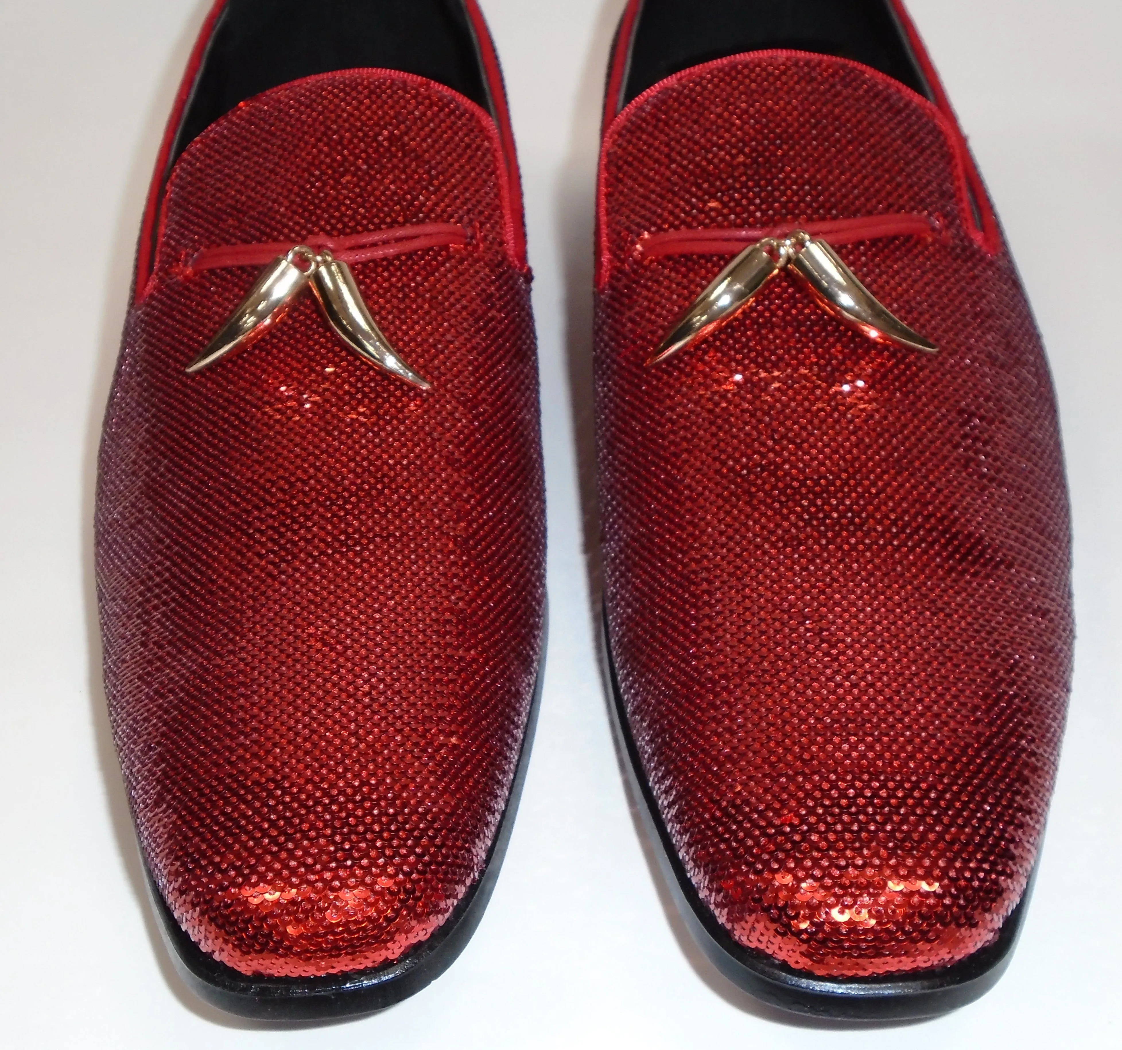 Mens Amazing Shiny Sparkly Cherry Red Sequin Dress Shoes After Midnight 6759 S