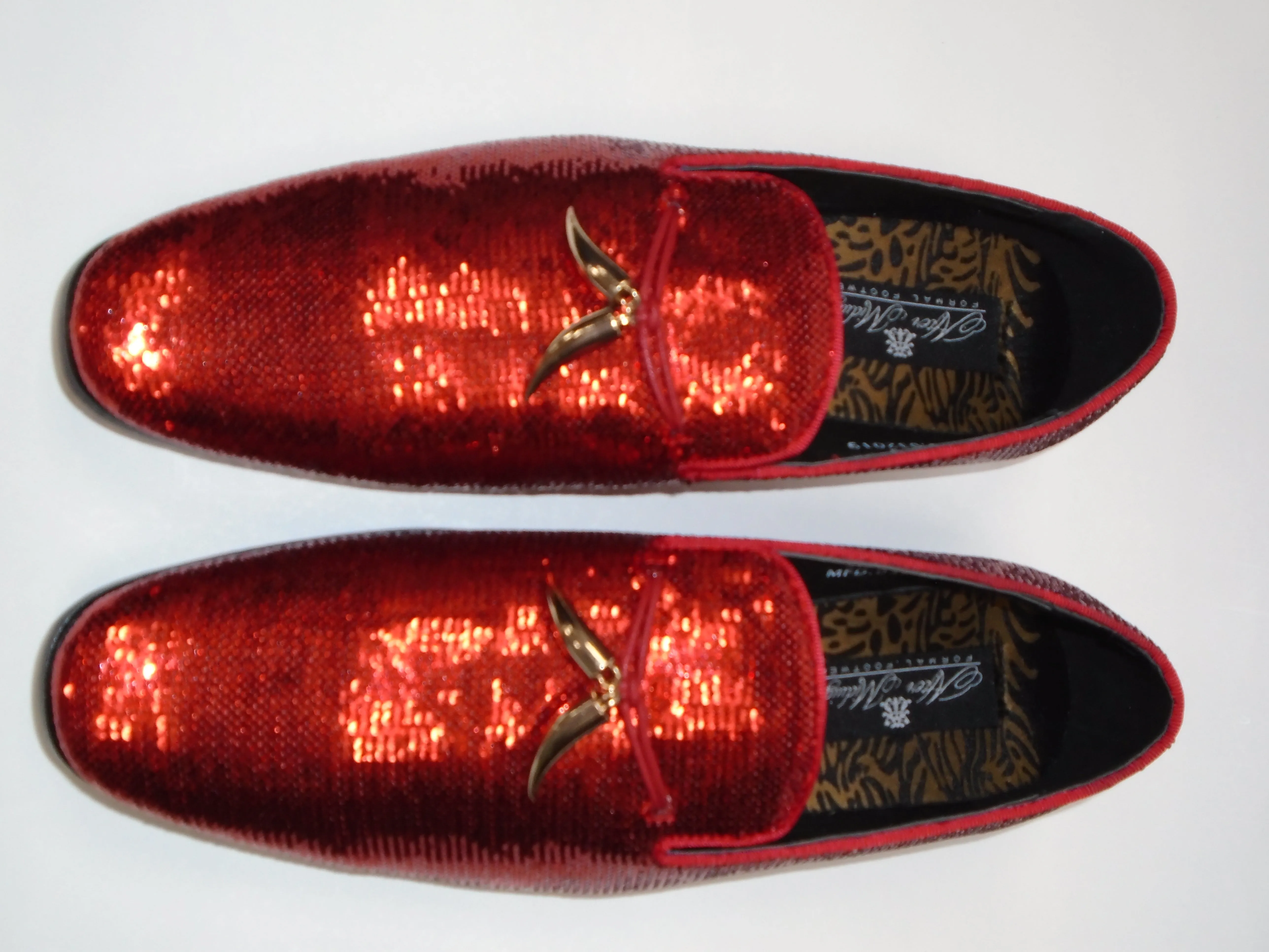 Mens Amazing Shiny Sparkly Cherry Red Sequin Dress Shoes After Midnight 6759 S