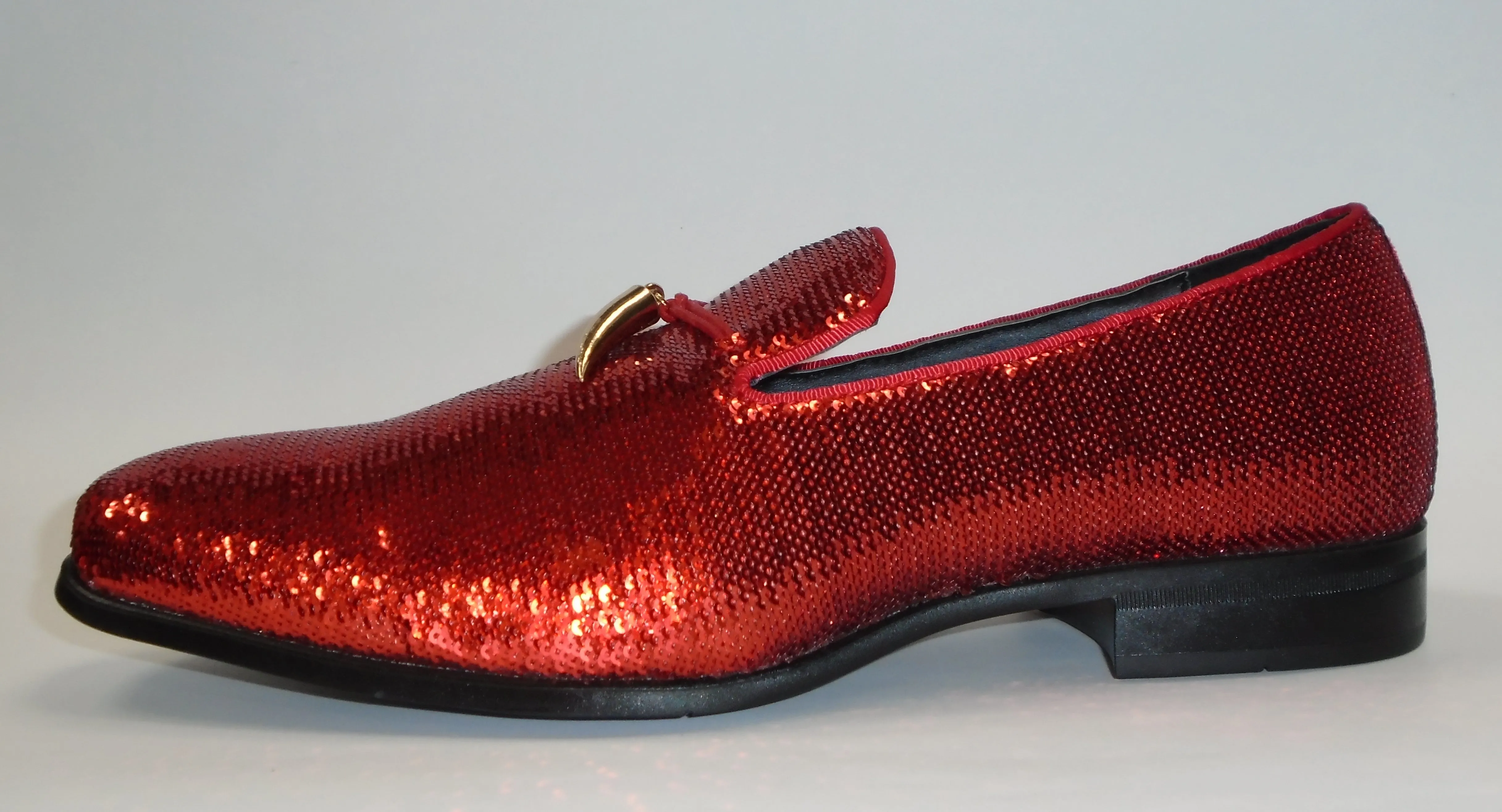 Mens Amazing Shiny Sparkly Cherry Red Sequin Dress Shoes After Midnight 6759 S