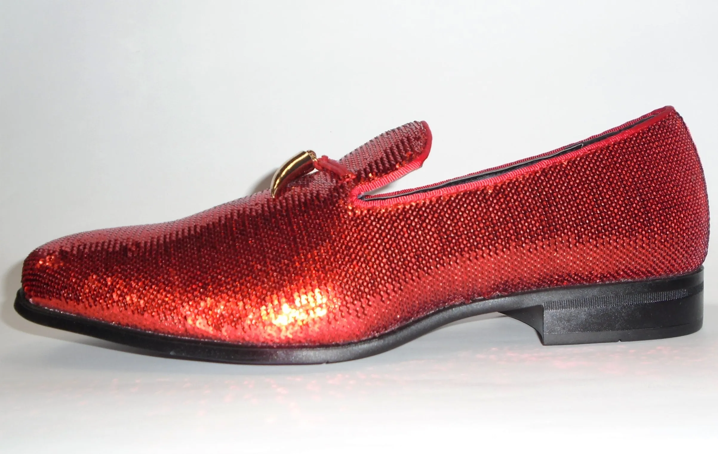 Mens Amazing Shiny Sparkly Cherry Red Sequin Dress Shoes After Midnight 6759 S