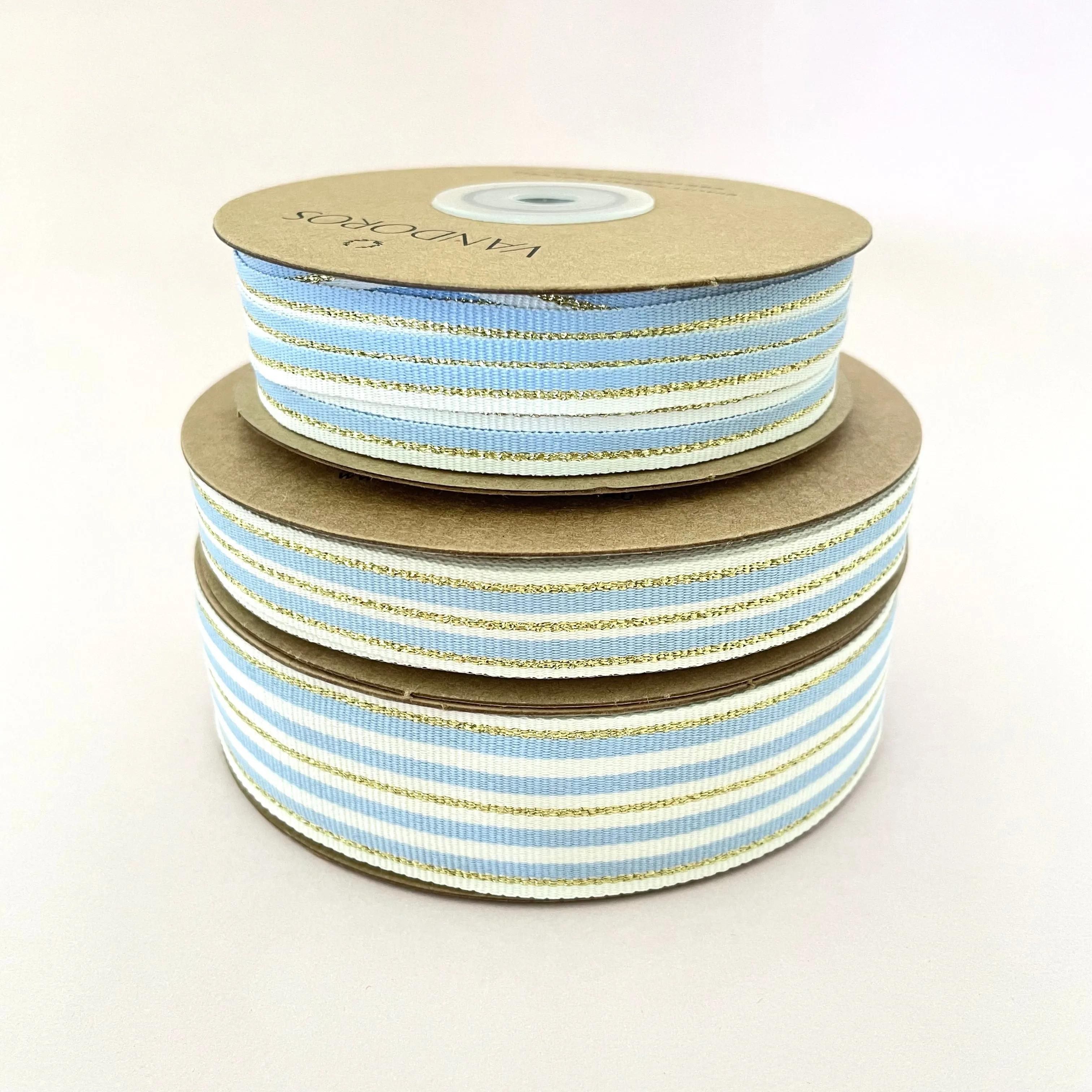 Metallic Stripe Grosgrain - French Blue/Gold