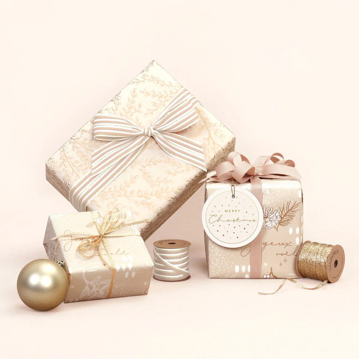 Metallic Stripe Grosgrain - Latte/Gold