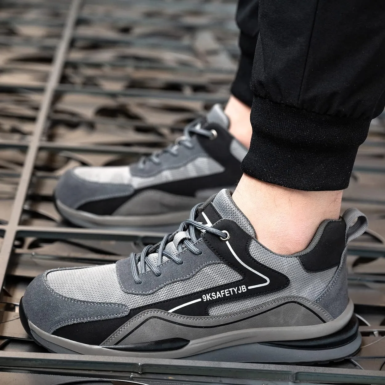 Micoklinlin Steel Toe Shoes for Women Lightweight Work Sneakers Non-Slip Safety Shoes Hiking Shoes with Reflective Strip