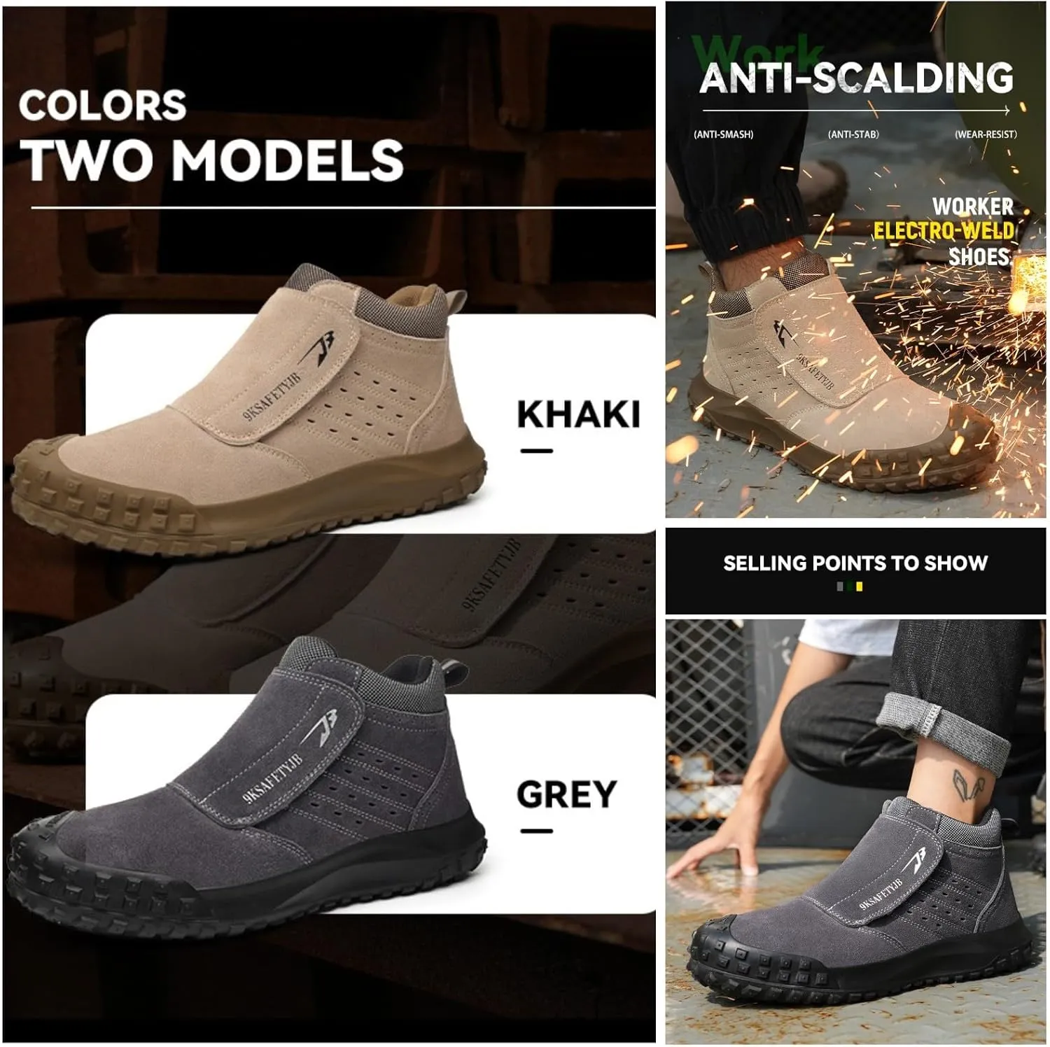 Micoklinlin Steel Toe Welding Shoes for Women Anti-Scald Work Safety Shoes Non-Slip Puncture Proof Work Boots