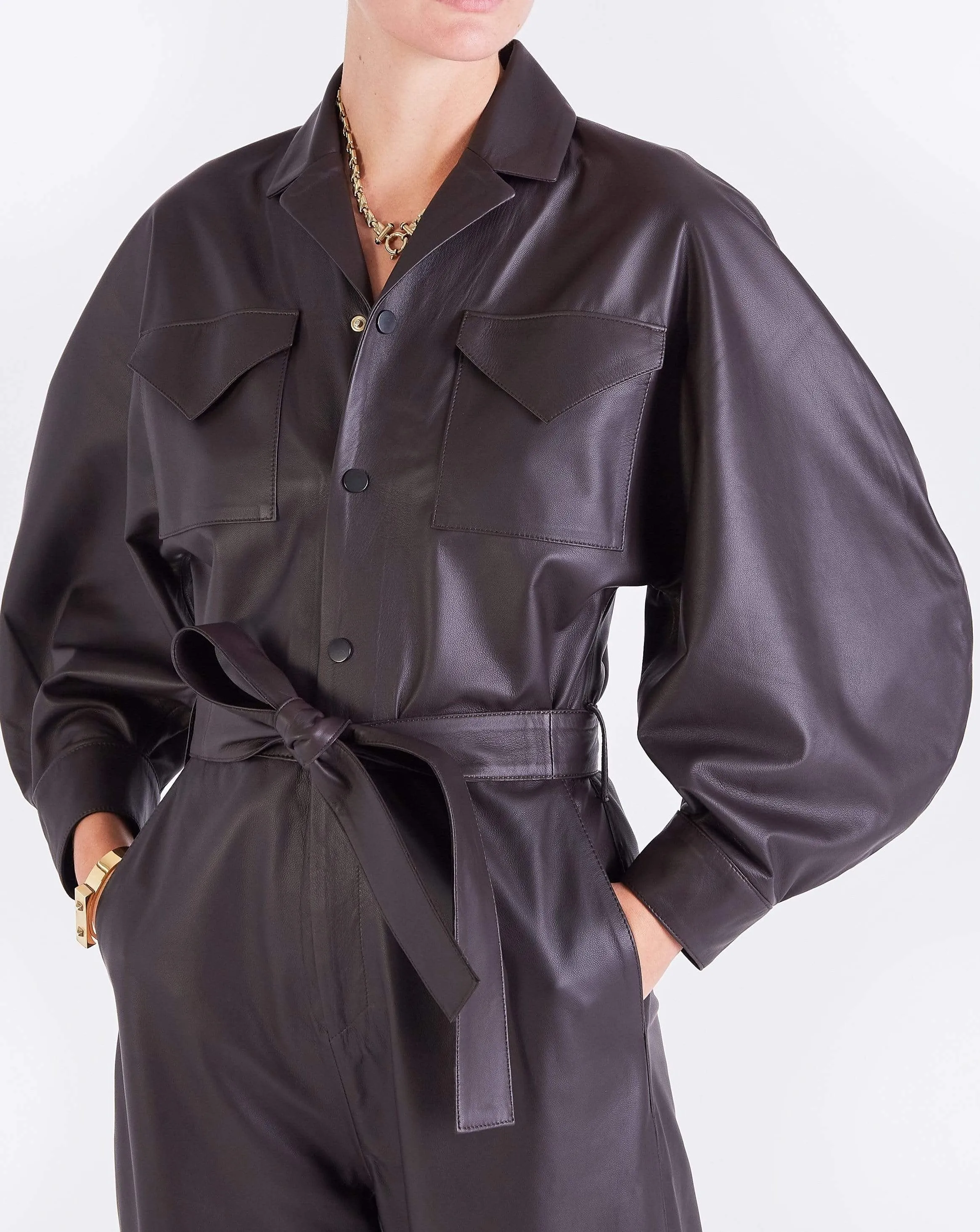 Ophelia CIRCLE SLEEVE JUMPSUIT - BROWN