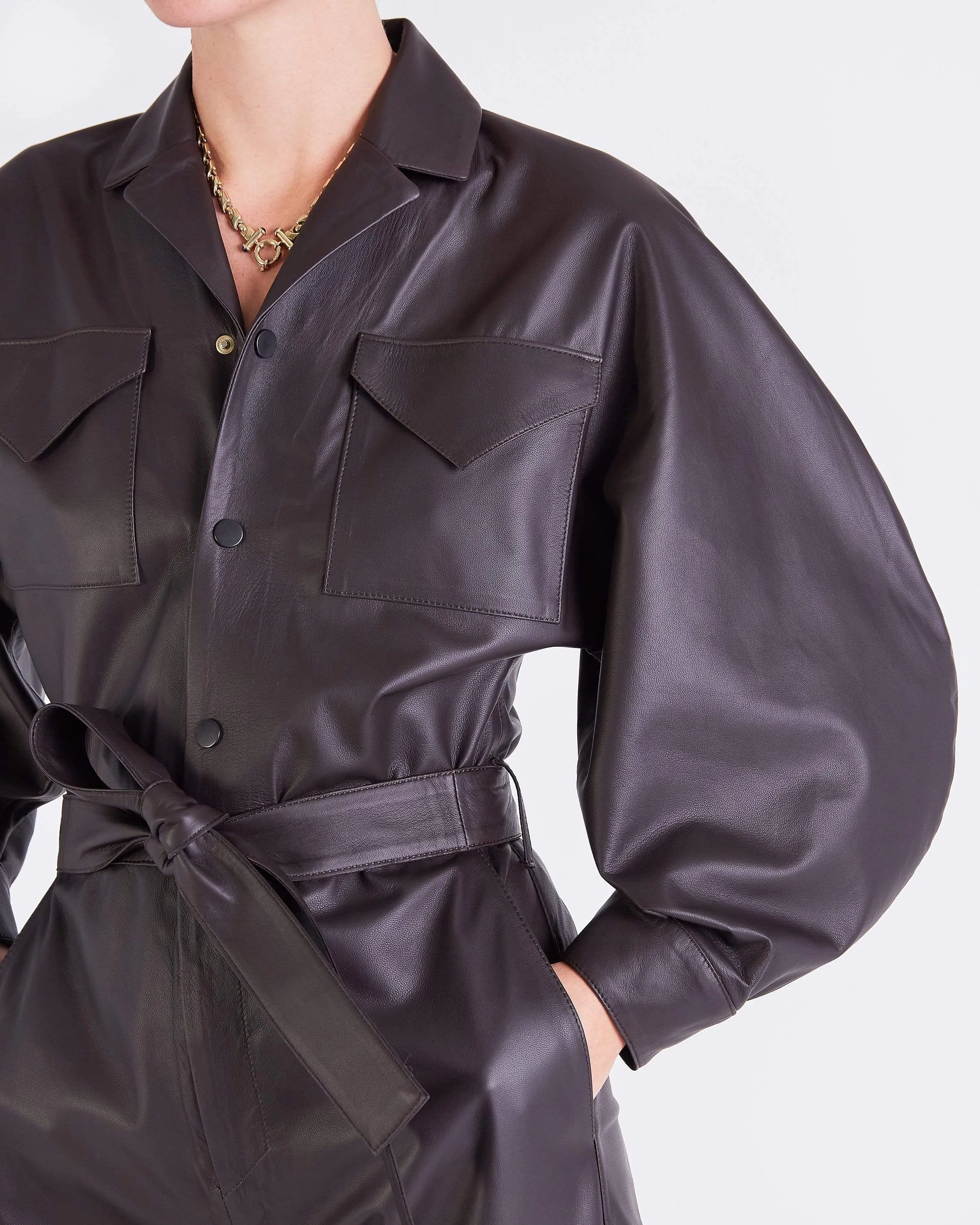 Ophelia CIRCLE SLEEVE JUMPSUIT - BROWN
