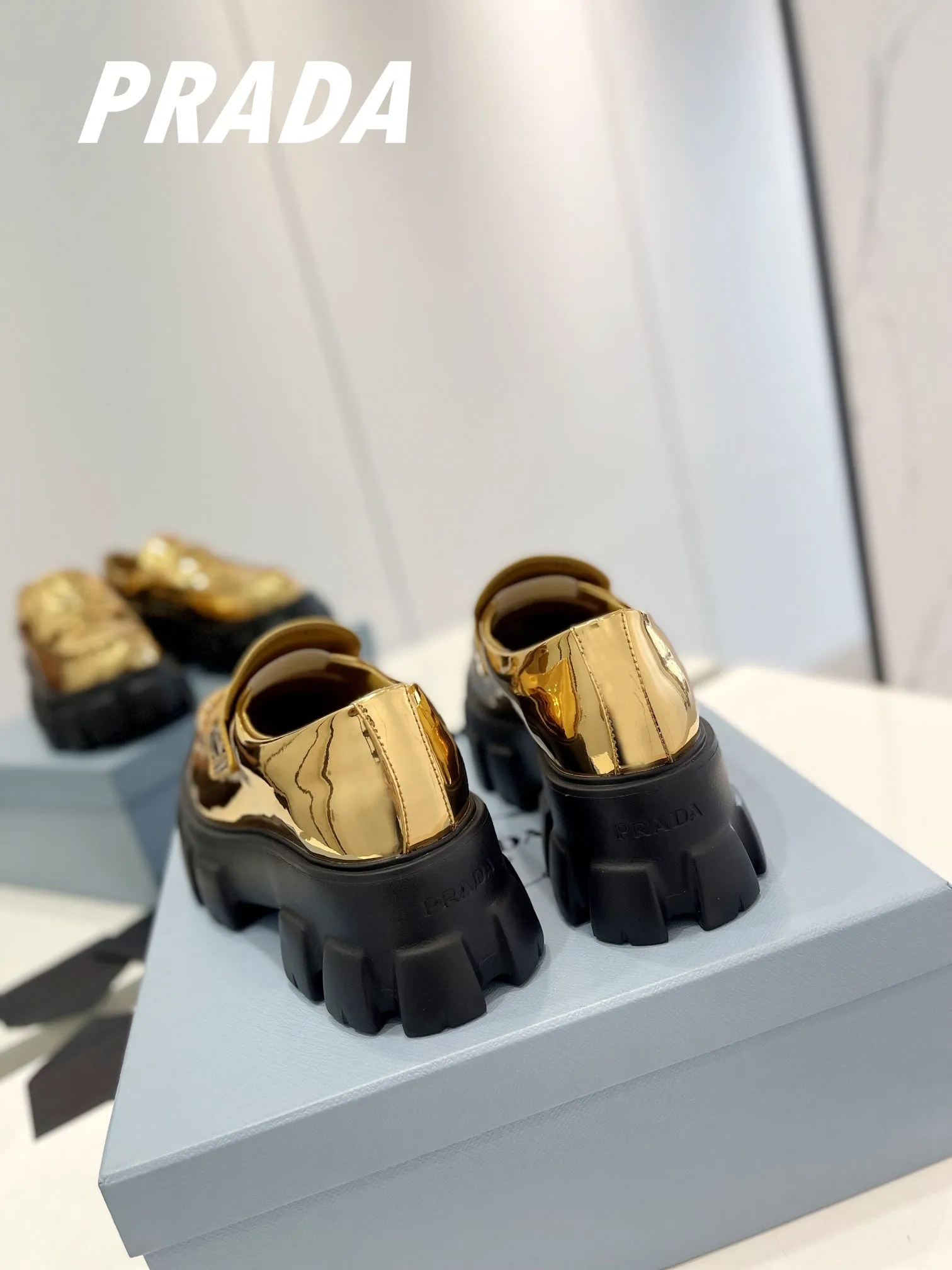 PRA BRUSHED LEATHER MONOLITH LOAFERS METALLIC GOLD