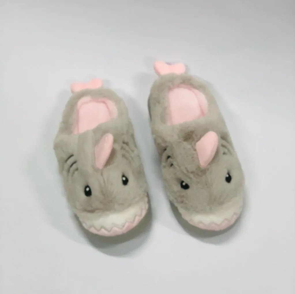 Shark Face Warm Grey Winter Slippers 8309