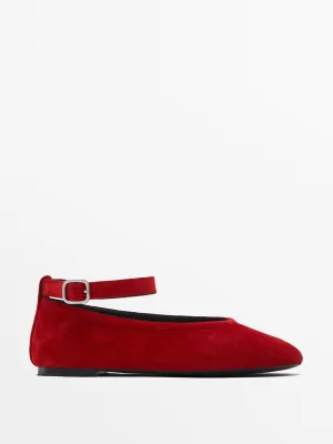 Soft ballet flats with detachable ankle strap