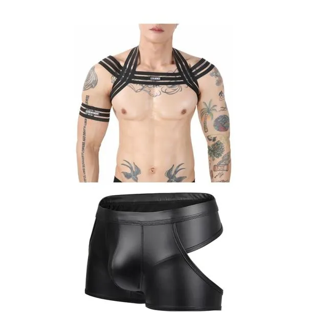 Waterfall Harness   Metallic Jock Briefs