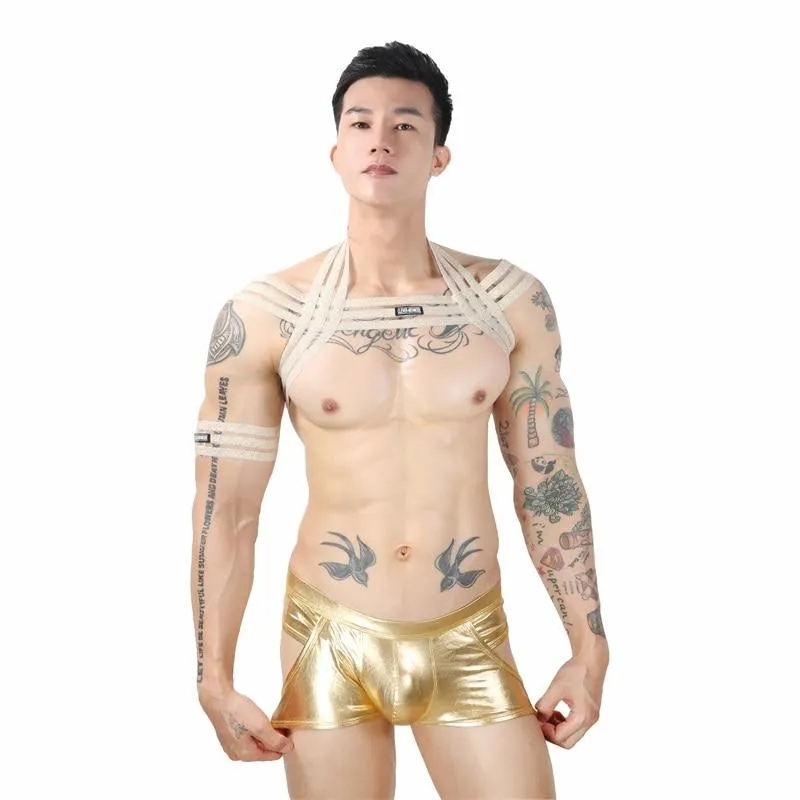 Waterfall Harness   Metallic Jock Briefs
