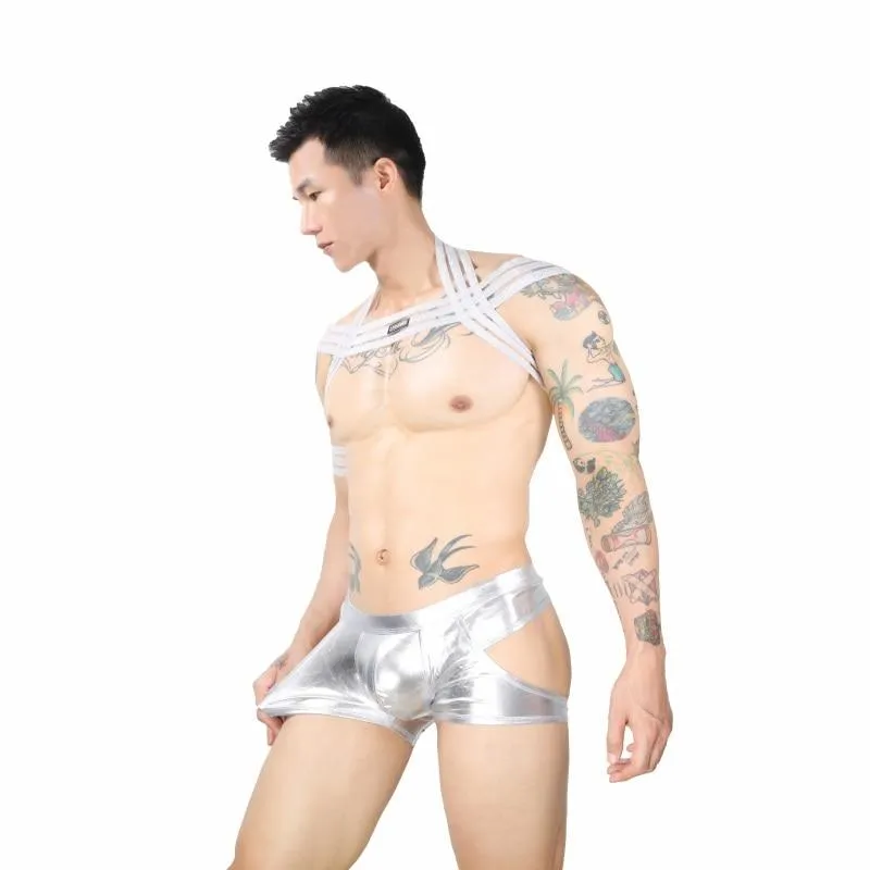 Waterfall Harness   Metallic Jock Briefs
