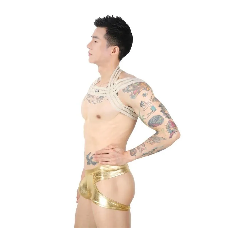 Waterfall Harness   Metallic Jock Briefs