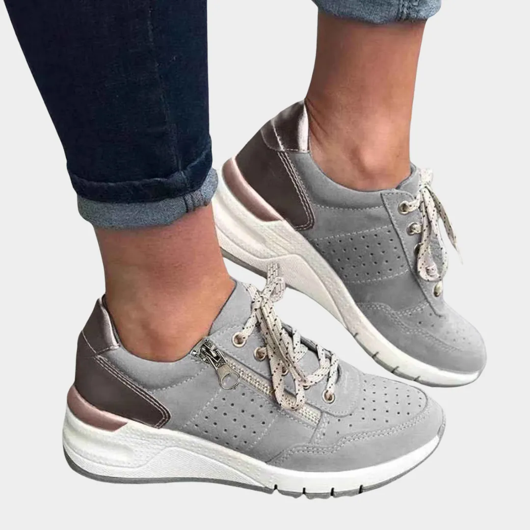 Women's Casual Sneakers - Lace-Up Thick Sole Trainers - Comfortable Everyday Shoes - Multiple Colours