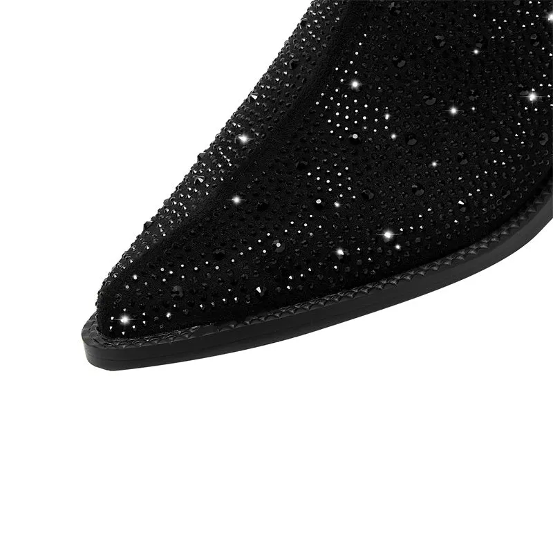 Zorah Rhinestone Block Heel Mules